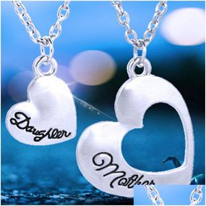 Colliers pendentif coeur de mode collier mère et fille épissage Double coeurs pendentifs chaîne colliers bijoux livraison directe Dhp1P