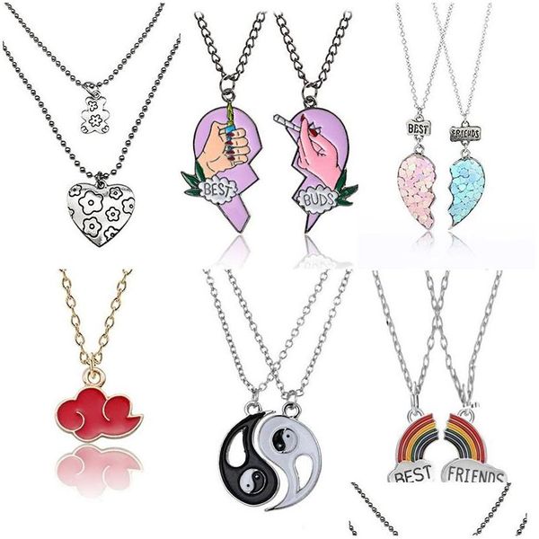 Collares pendientes Moda en forma de corazón Pareja Tai Chi Collar de arco iris para amigo Señora Venta al por mayor colgante Entrega de la gota Colgante de joyería Dh6W1