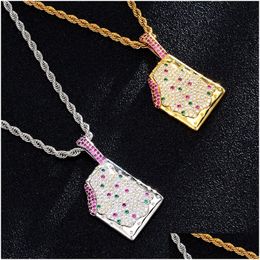 Pendentif Colliers De Mode Hip Hop Bling Cz Crème Glacée Glacé Cubic Zircon Pendentifs Bijoux Charme Collier Rappeur Punk Party Cadeaux Fo Dh7Gs