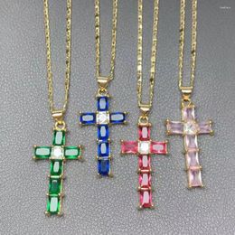 Colliers pendants Collier de croix hip hop mode charme de cristal de zircon de haute qualité pour femmes religions bijoux cadeaux
