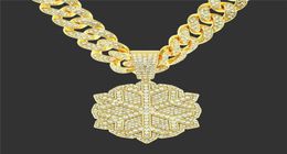 Collares colgantes Fashion Hip Hop Jewelry Cubic Zircon copo de nieve con ancho de 13 mm helado Miami Cuban Link Chain Choker Gift5745315