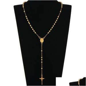 Hanger Kettingen Mode Hip Hop Rozenkrans Bid Kraal Jesus Cross Lange Hangers Ketting Voor Mannen Vrouwen Drop Levering Sieraden Dhwaq