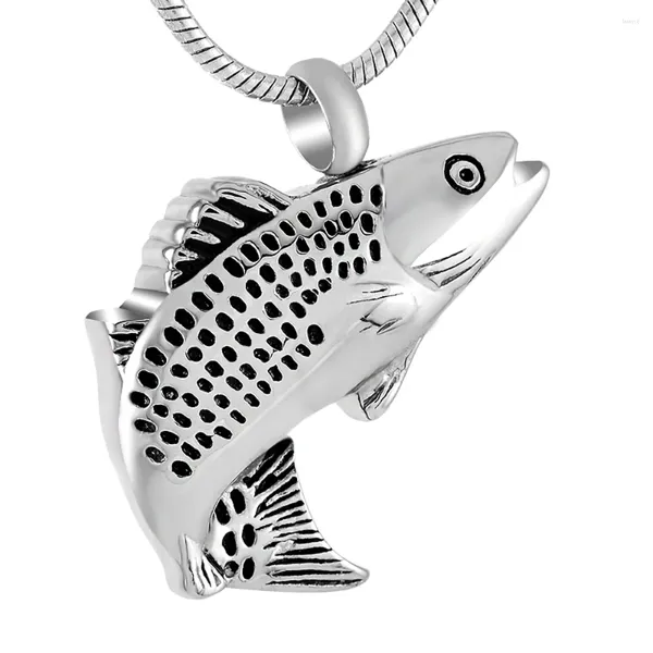 Pendentif Colliers Mode IJD9236 316L En Acier Inoxydable Poisson Crémation Souvenir Bijoux Pour Pet Memorial Urne Cendres Collier En Gros