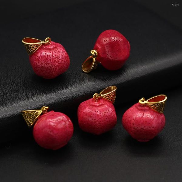 Colliers de pendentif imitation de mode Coral Pendants mignon forme de lanterne rouge pour charme bijourie faisant des boucles d'oreilles de collier de bricolage de bricolage