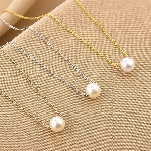 Collares colgantes Collar de perlas de imitación de moda para mujeres Niñas Diseño simple Cadena de gargantillas de clavícula Accesorios de joyería Regalo
