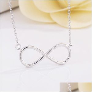 Hanger Kettingen Mode Oneindige Liefde Sleutelbeen Ketting Voor Vrouwen Minimalistische S925 Sterling Sier 8 Woord Kleur Ketting Partij Sieraden D Dhs0D