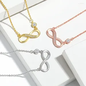 Hanger Kettingen Mode Infinity Nummer Acht Kristallen Ketting Voor Vrouwen Choker Lucky Geometrische Goud/Zilver Kleur Lange Ketting Sieraden