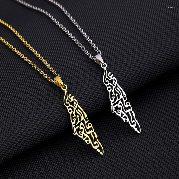 Collares colgantes Moda Israel y Palestina Mapa Collar para hombres Mujeres Acero inoxidable Oro Plata Color Hueco Joyería Regalo