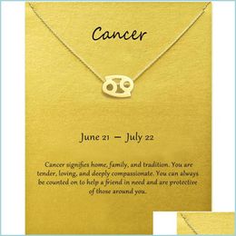 Pendentif Colliers Bijoux Fantaisie 12 Constellation Cancer Pendentif Colliers Pour Femmes Chaînes Du Zodiaque Collier Or Sier Couleur Birthda Dhybs