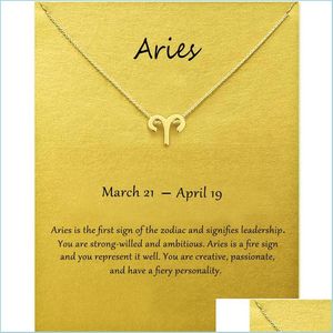 Hangende kettingen mode sieraden 12 sterrenbeelden aries hangere kettingen voor vrouwelijke dierenriem kettingen ketting goud sier kleur verjaardag dhw57