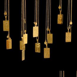 Hangende kettingen mode sieraden 18k goud vergulde tarotkaart dubbele zijde 12 dierenriem hanger horoscoop ster ketting staineles dhgarden dh1sk