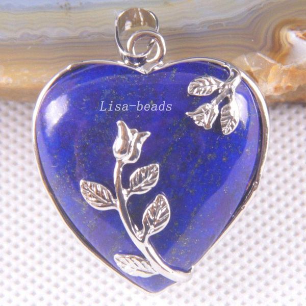 Pendentif Colliers Bijoux De Mode 33X33X9MM Coeur Bleu Pierre Naturelle Lapis Lazuli 1Pcs K309Pendant