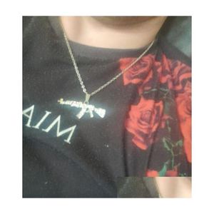 Hanger Kettingen Mode-sieraden Ak47 Gun Ketting Iced Out Strass Hip Hop Ketting Goud Sier Kleur Mannen Vrouwen Biker Gift drop Delive Dhr6E