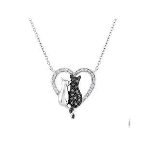 Hanger kettingen mode sieraden katten hart ketting rhinestone liefhebbers drop levering hangers dhewk