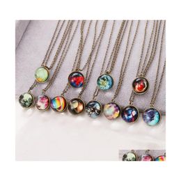 Hangende kettingen mode sieraden kosmische sterrenhemel lichte hanger ketting ketting vintage druppel kettingen hangers dhcka