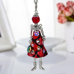 Pendentif Colliers Bijoux De Mode Cristal Déclaration Fleur Poupée Collier Robe À La Main Français S Alliage Fille Femmes Cadeau