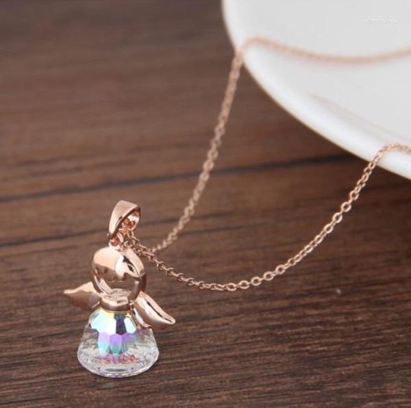 Pendentif Colliers Bijoux De Mode Mignon Ange Collier Cristal De Clignotant Autrichien Pour Femme Mariage Fille Cadeau