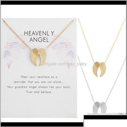 Pendentif Colliers Bijoux de mode Heavenly Double Angel Wings Collier avec carte Vente G1EGI ZSold Drop Livraison 2 Bdehome Otiuk