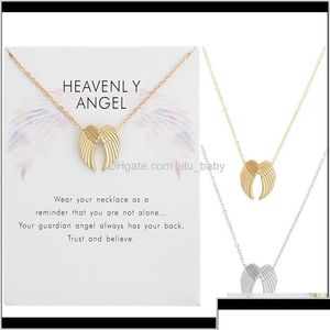 Pendentif Colliers Bijoux de mode Heavenly Double Angel Wings Collier avec carte Vente G1EGI ZSold Drop Livraison 2 Bdehome Otiuk