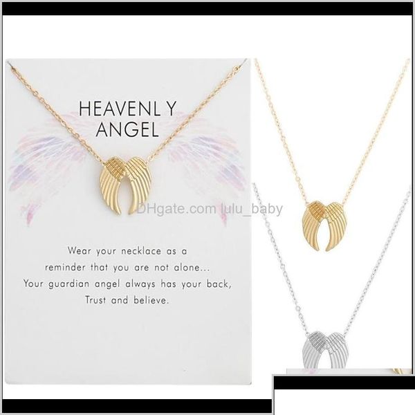 Collares colgantes Joyería de moda Collar de alas de ángel doble celestial con tarjeta Venta G1Egi Zsold Entrega de gota 202 Otzvr