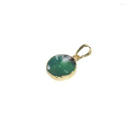 Pendentif Colliers Bijoux De Mode Naturel Vert Chrysoprase Rond Femme 2022 Or Lunette Belle Pierre De Guérison Pour Les Femmes Accessoires