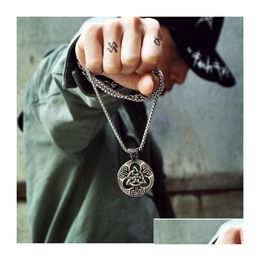 Hangende kettingen mode sieraden retro mannen punk ketting concentrische knoop cirkel hanger trui kettingen drop levering hangers dhtmb