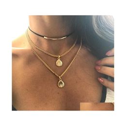 Pendentif Colliers Bijoux De Mode Shell Collier Motif Mtilayer Wrap Choker Chaînes Drop Delivery Pendentifs Dhdni