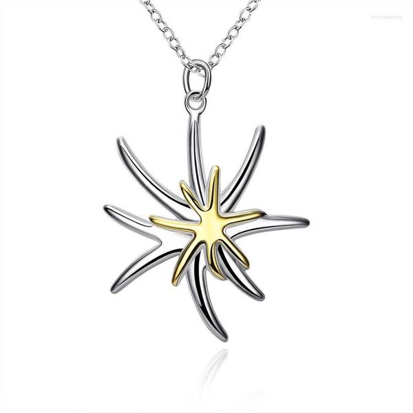 Collares pendientes Joyería de moda Collar de color plata Estrella de mar Hermoso regalo de cumpleaños para niñas Alta calidad