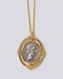Colliers pendentiels bijoux de mode solide sculptée ancienne collier de monnaie romaine Placing 18k Gold Boutique Cadeau entier2321012