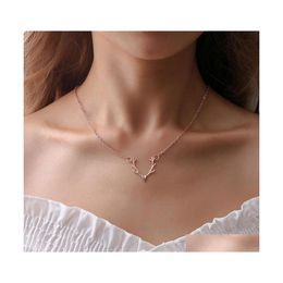 Pendentif Colliers Bijoux De Mode Femmes Noël Petit Bois De Cerf Tête Elk Collier Mignon Nekclaces Drop Livraison Pendentifs Dhnzc