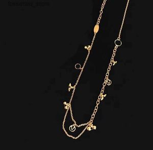 Hangertjeskettingen Mode-sieraden Dameshanger 18K verguld roestvrij staal Designer ketting Letterhangers Designer sieradenset Bruiloft met doos L240309