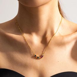 Hanger kettingen mode dames boog ketting 18k goud vergulde roestvrij staal kleurrijke zirconia meisje's milde studs sieraden chokers