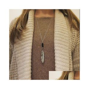 Hanger Kettingen Mode Lava Rock Steen Pijl Veer Blad Essentiële Olie Diffuser Ketting Voor Vrouwen Aromatherapie Sieraden Gift Drop Dhacd