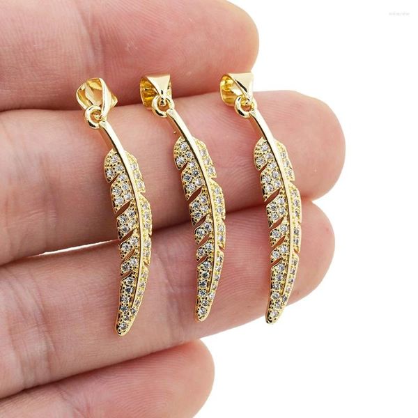 Colliers pendants Charmes de feuilles de mode pour collier CZ CUBIC Zirconia Gold Femmes Bijoux vintage Constatations accessoires