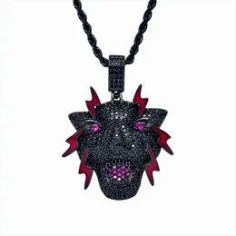 Pendentif Colliers Mode Imprimé Léopard Cadeaux Pour Hommes Et Femmes Noir CZ Rock Collier Couleur Hip Hop BijouxPendentif ColliersPendentif