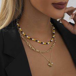 Hanger Kettingen Mode Kleine Bij Meerlaagse Ketting Voor Vrouwen Eenvoudige Dames Verjaardagscadeau Sieraden Groothandel Directe Verkoop