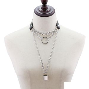 Colliers de pendentif Collier de collier de serrure de mode O Chaîne de tour de cou anneau pour femmes Bijoux Pendants Street Style Drop Livilar Colliers DHPSR