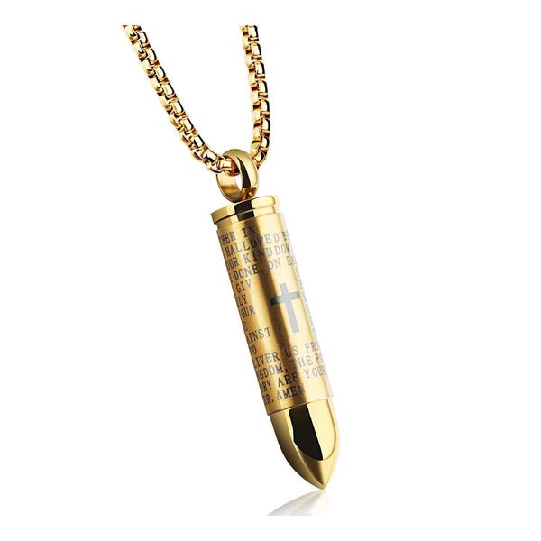 Pendentif Colliers Mode Seigneur Prière Bible Mens Collier En Acier Inoxydable Croix Chaîne Bijoux Crémation Cendres En Gros Drop Livrer Otksz