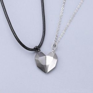 Hanger kettingen mode liefde hart steen ketting voor paar zwarte witte stiksels ketting trend sieraden vriendin cadeau 2021