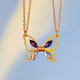 Collier pendentif mode amour aimant collier couple bel zirconia papillon la chaîne de clavicule meilleure amie bijoux soeur