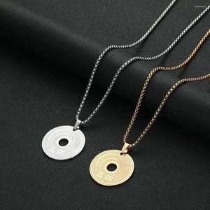 Collares colgantes Moda Lucky Japonés Moneda Collar Para Hombre Para Mujer 5 Yen Vintage Acero Inoxidable Buena Suerte Joyería Regalo