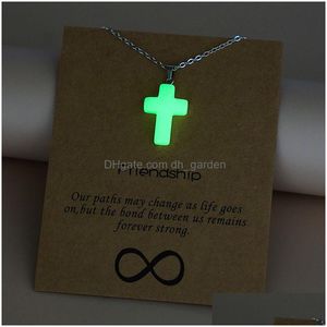 Hanger kettingen mode lumineuze natuurlijke stenen zeshoekige ketting gloeiende kolom liefde kraal kruisglow voor vrouwen mannen kerstcadeau dhvxg