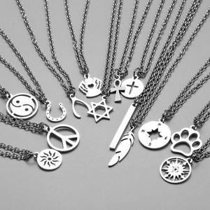 Pendentif Colliers Mode Collier mâle Goth, Star Steel Steel Star Yin Yang pour femme Hommes KPOP Chaîne de cou de Couille Couille Grunge bijoux