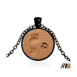 Pendentif Colliers Mode Homme Et Chien Empreintes Sur La Plage Collier Imprimer Bijoux Cadeau Pour Amoureux Xl163Pendentif Collierspendentif Goutte D Dhmqp