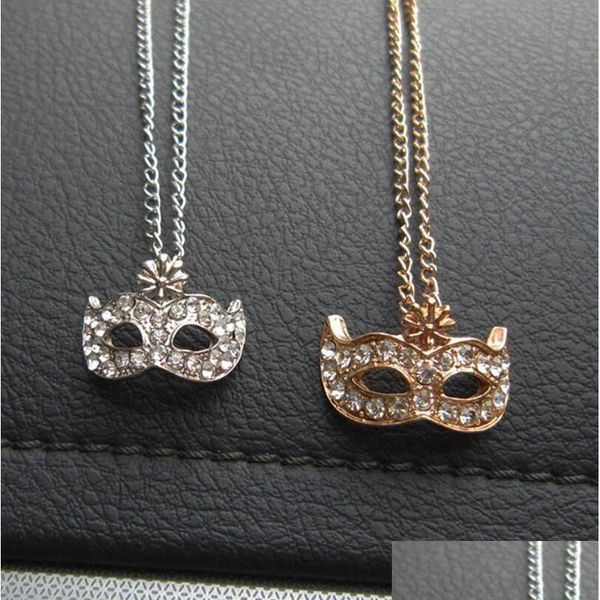 Collares pendientes Máscara de moda Fl Rhinestone Collar corto Cadena de clavícula Joyería femenina Gsfn465 Con orden de mezcla Entrega de gota Pendan Dh3Ht