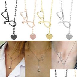 Hanger kettingen mode medische sieraden legering ik hou van je hart hanger ketting stethoscoop voor verpleegkundige dokter cadeau groothandel drop d dh08h