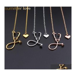 Pendentif Colliers Mode Stéthoscope Médical Collier Bijoux Alliage Je T'aime Coeur Pour Infirmière Médecin Cadeaux En Gros Drop Livraison Otp8H