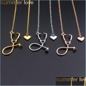 Pendentif Colliers Mode Stéthoscope Médical Collier Bijoux Alliage Je T'aime Coeur Pendentif Pour Infirmière Médecin Cadeaux En Gros Drop Dhnco