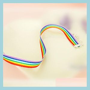 Collares colgantes Fashion Men Women Gay Orgullo Rainbow gargantilla Collar LGBT Lesbiana Lace Chocker Collar Collar Trendy Jewe Carshop2006 DHOJ6