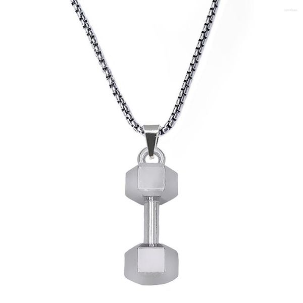 Pendentif Colliers Mode Métal Barbell Haltère Collier Gym GO FIT Bodybuilding Amant Cadeau Pour Hommes En Gros Dropship